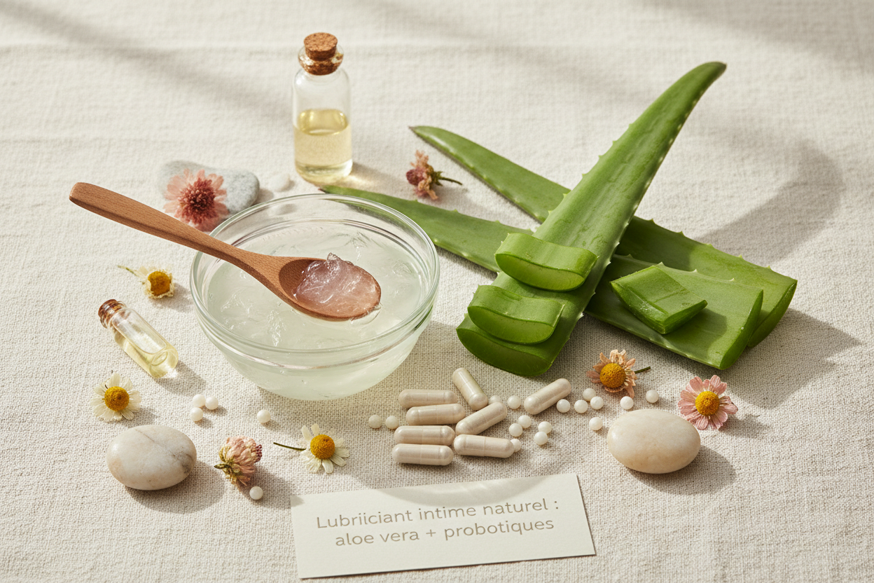 Lubrifiant intime naturel à l'aloe vera et probiotiques pour femme