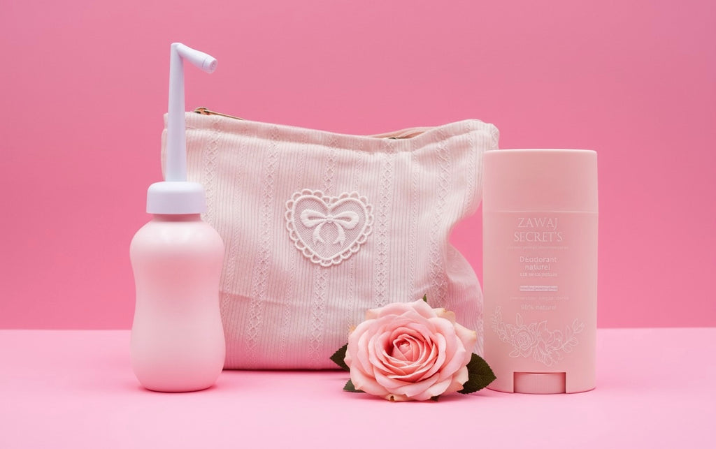 Glow and Go — Kit Fraîcheur Nomade (Trousse + Déodorant + Douchette)