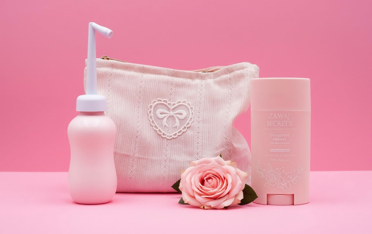 Glow and Go — Kit Fraîcheur Nomade (Trousse + Déodorant + Douchette)