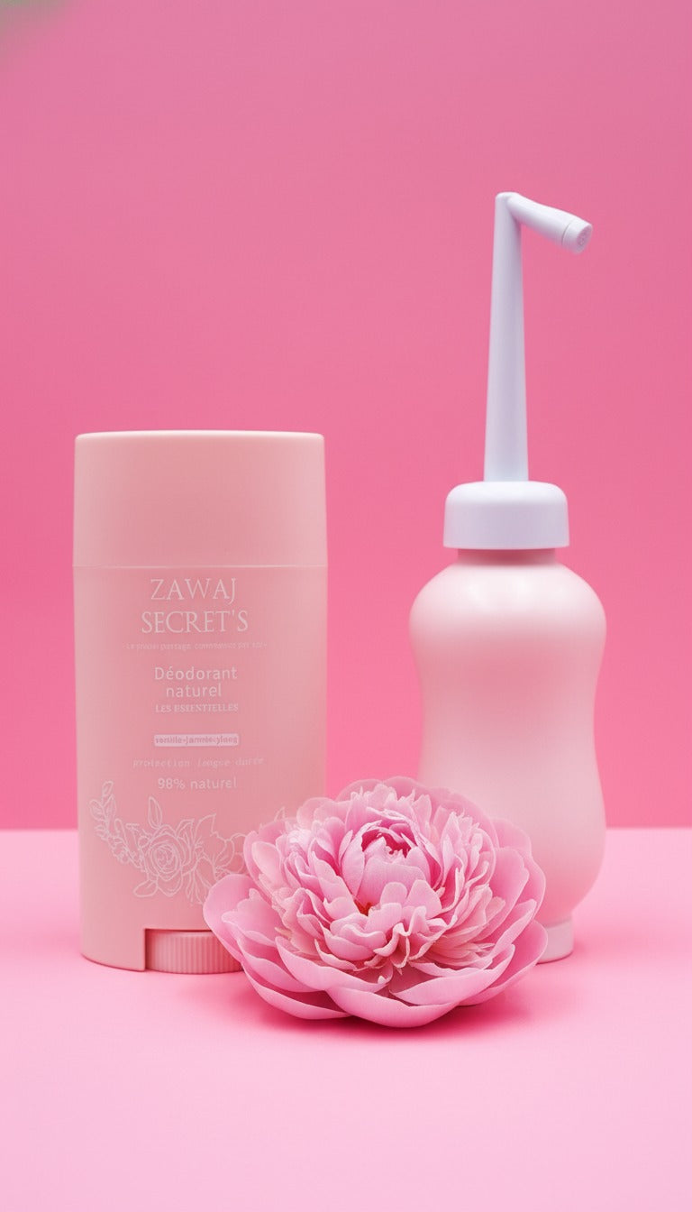 Glow and Go — Kit Fraîcheur Nomade (Trousse + Déodorant + Douchette)