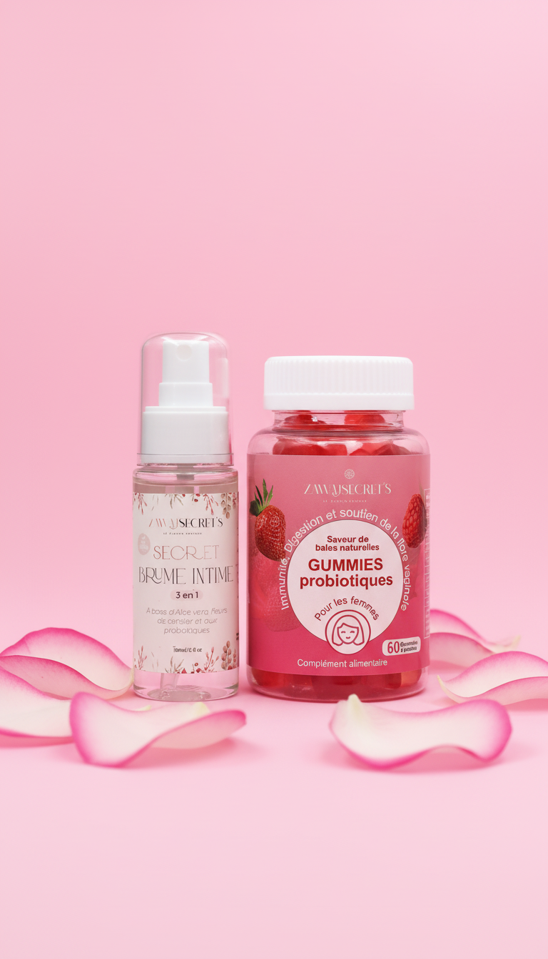 Duo Équilibre Intime – Gummies Probiotiques + Brume 3-en-1 | Bien-être Féminin