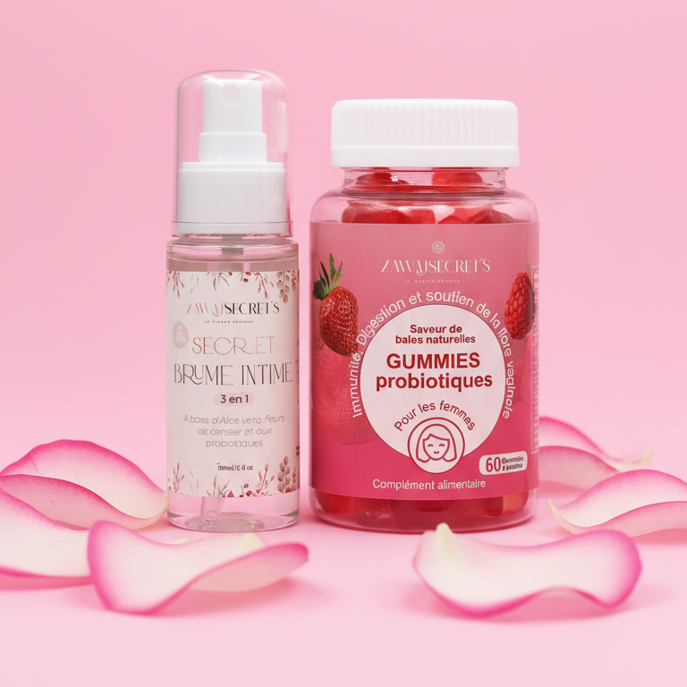 Duo Équilibre Intime – Gummies + Brume 3-en-1 Probiotiques
