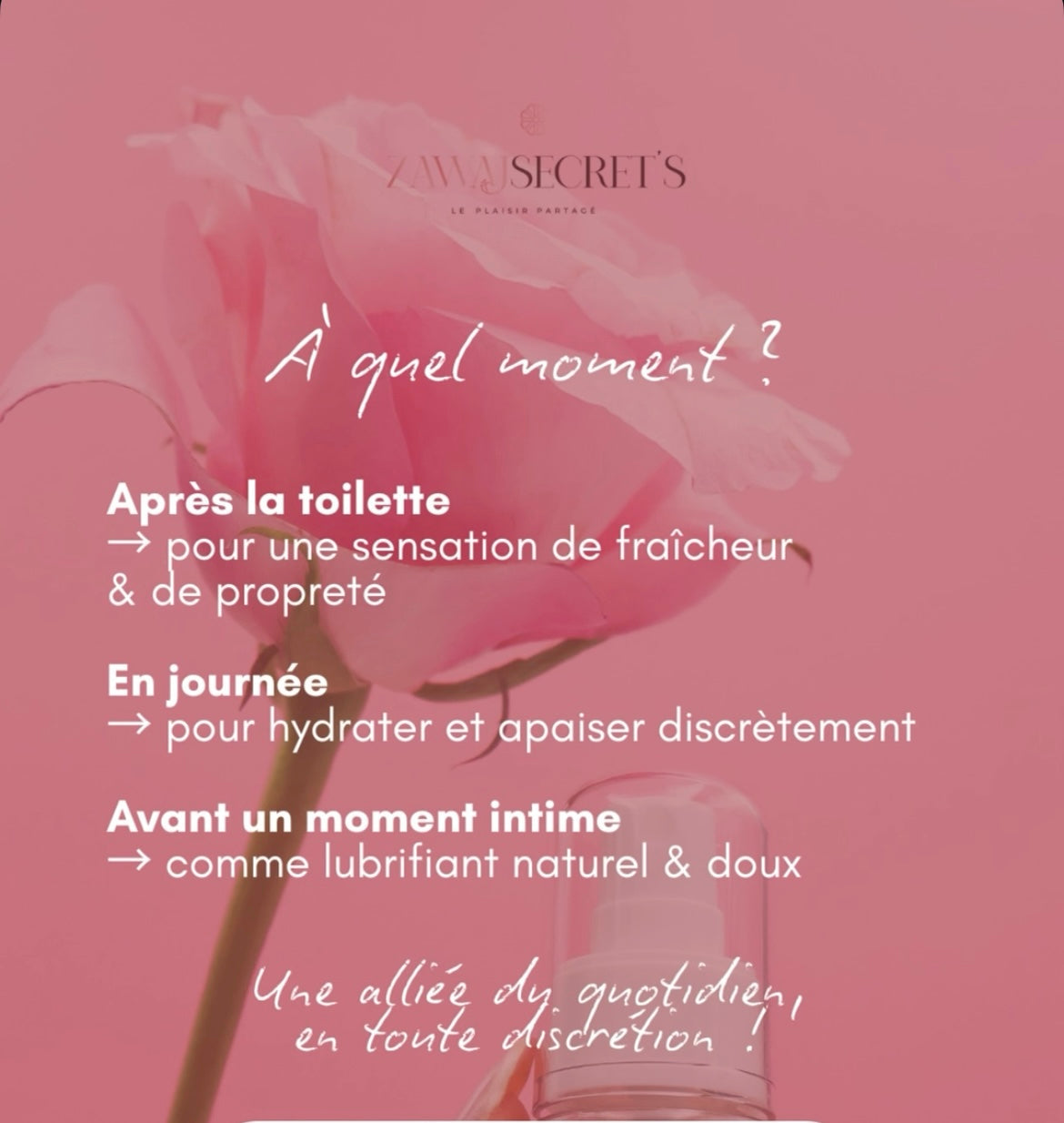 Brume Intime 3en1 : bouteille spray avec promesse de fraîcheur et propreté après la toilette.