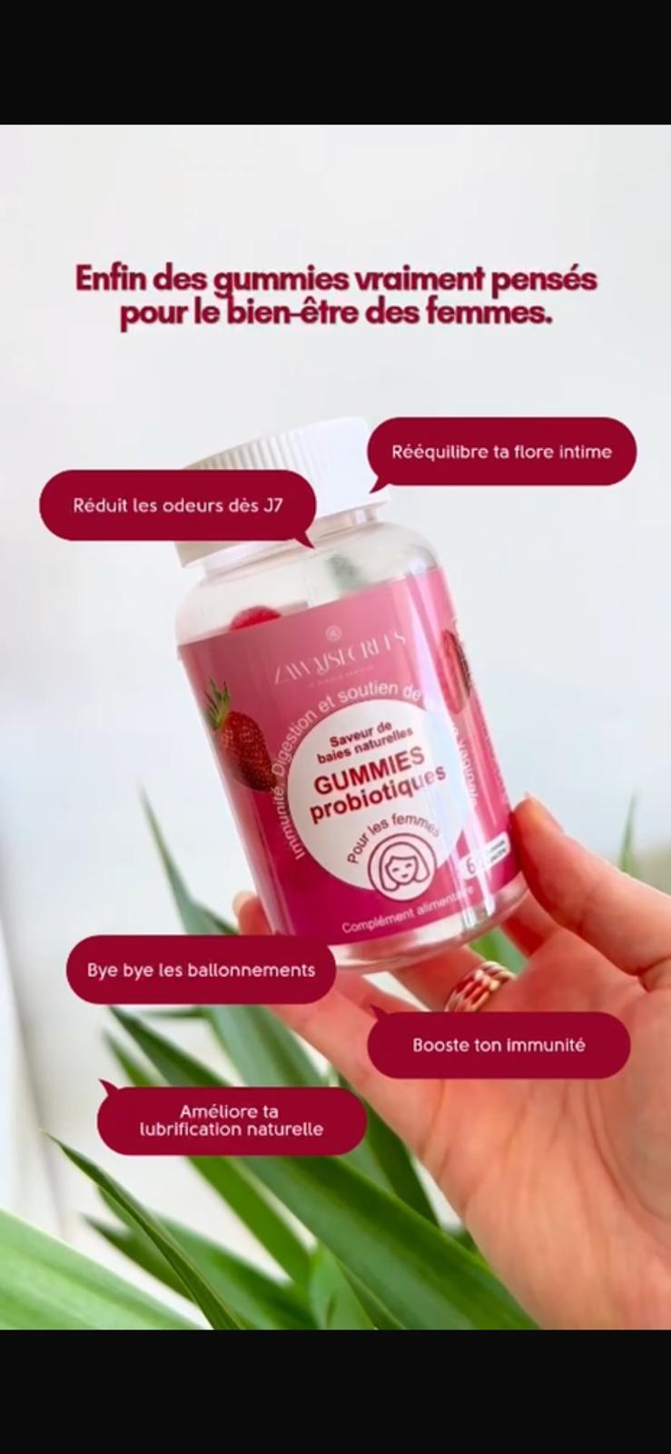 Bouteille de gummies probiotiques pour femmes, Duo Équilibre Intime
