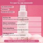 Flacon Brume Intime 3en1 face avant, textes “fraîcheur 8h” et bénéfices visibles.