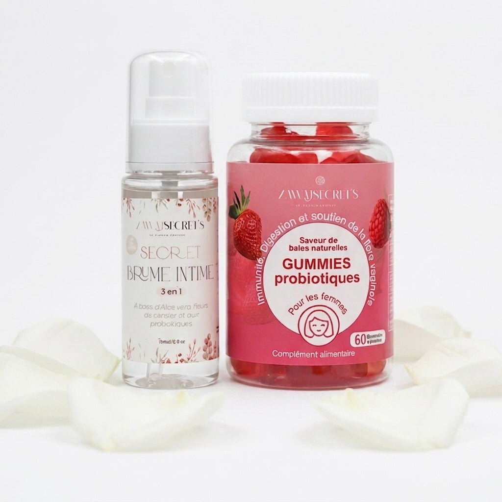 Duo Équilibre Intime – Gummies + Brume 3-en-1 Probiotiques
