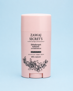 Zawaj Secret's — Déodorant naturel Les Essentielles sur fond bleu ciel