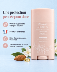 Déodorant naturel Zawaj Secret's — 98 % d'ingrédients d'origine naturelle, formulé en France