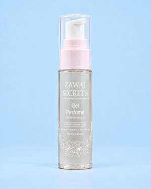 Gel Parfumé Zawaj Secret's 60 ml transparent, packshot net sur fond bleu ciel