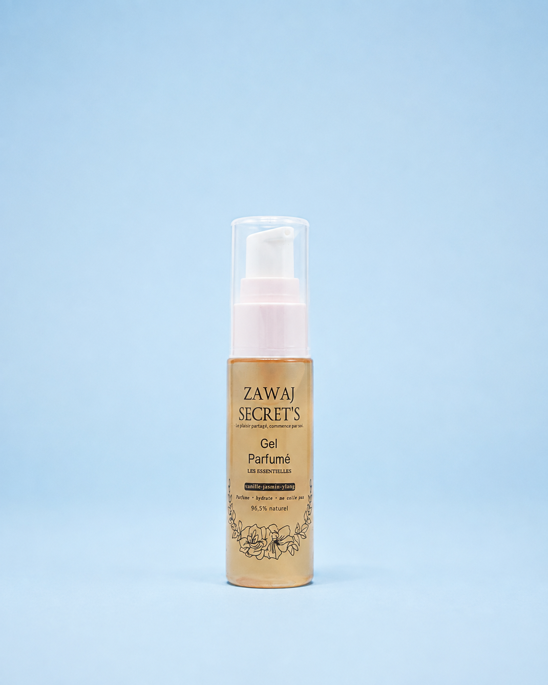 Zawaj Secret's — Gel Parfumé Les Essentielles sur fond bleu ciel