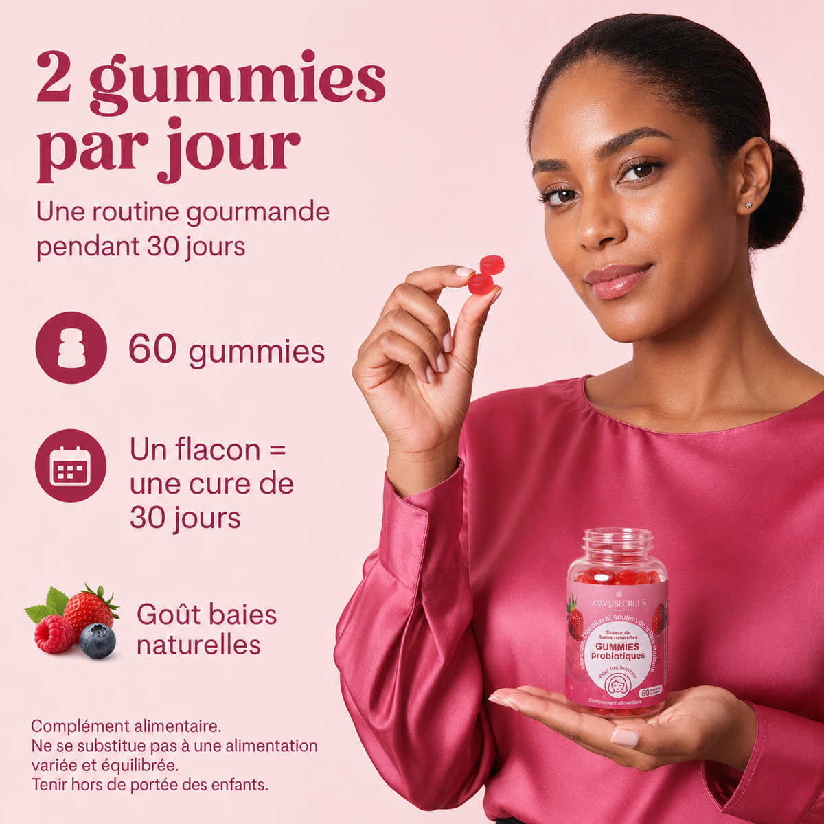 Gummies probiotiques Zawaj Secret's — routine féminine de 30 jours