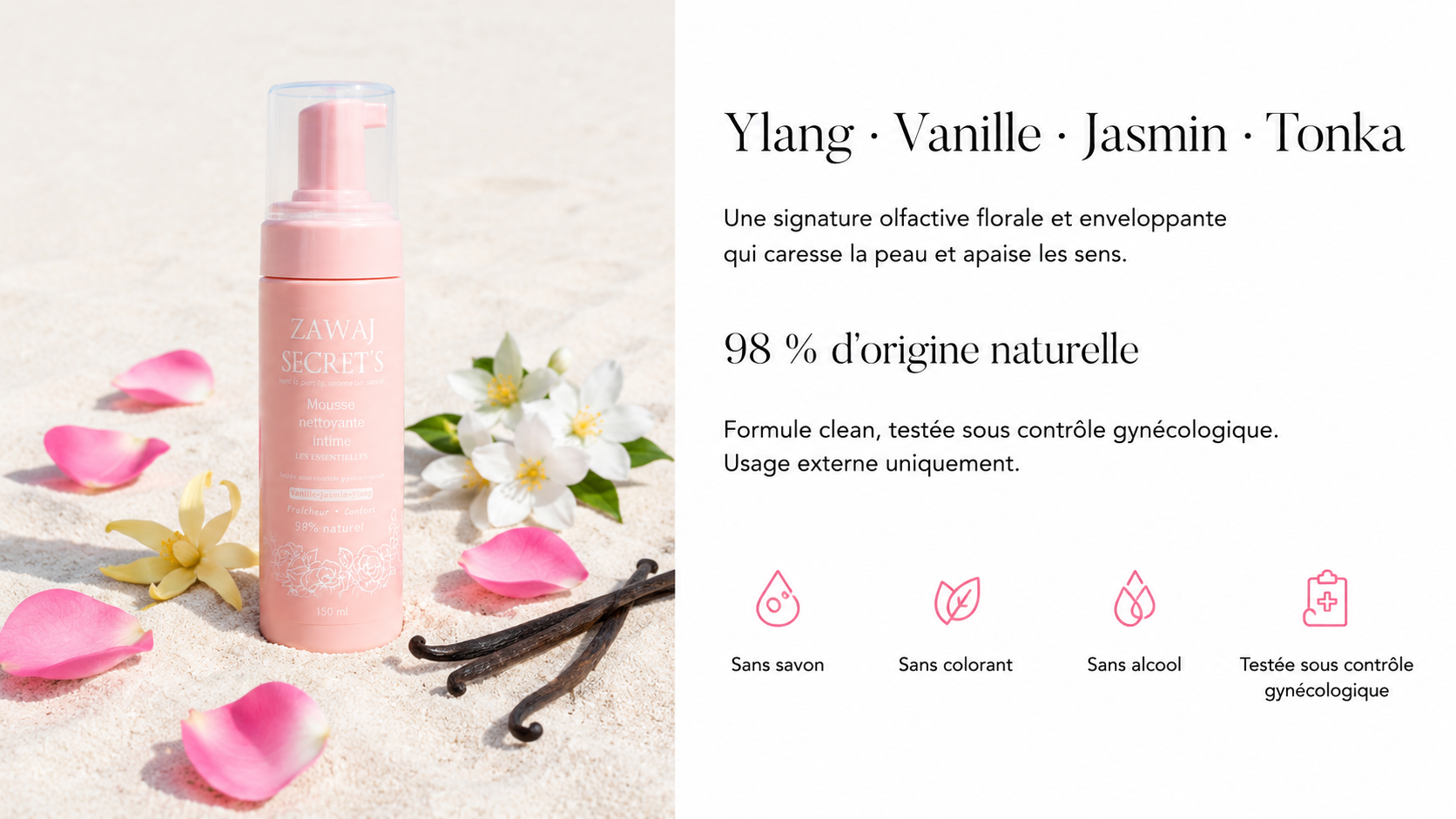 Mousse Nettoyante Intime Zawaj Secret's — Ylang Vanille Jasmin Tonka Bild
