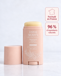 Déodorant Zawaj Secret’s ouvert, bouchon à côté — formulé en France