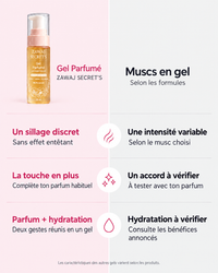 Gel Parfumé Zawaj Secret’s et muscs en gel — sillage, accord avec le parfum et hydratation